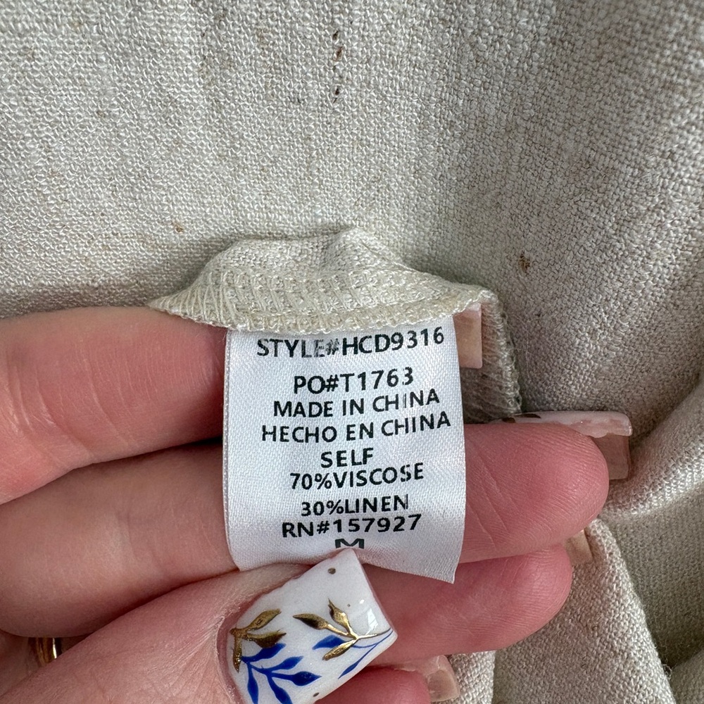La Miel Ivory Linen Blend Oversized Mini Dress- Size Small - Picture 7 of 7